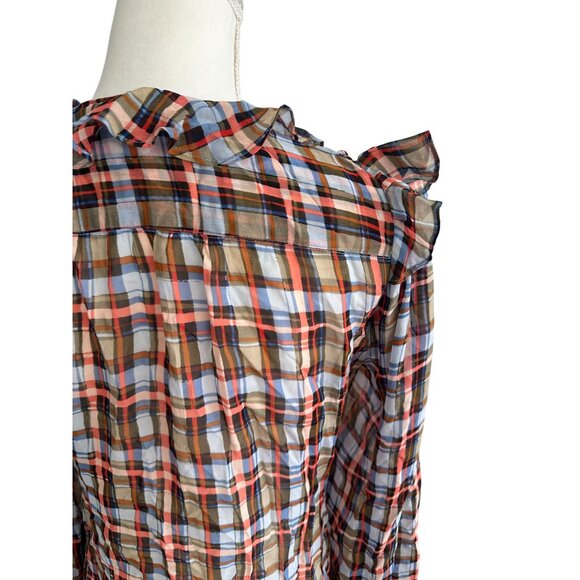 MAEVE Plaid Ruffle Anthropologie Blouse Top Size 4 - Picture 5 of 6